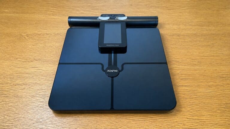 RENPHO MorphoScan Nova smart scale on a wooden table